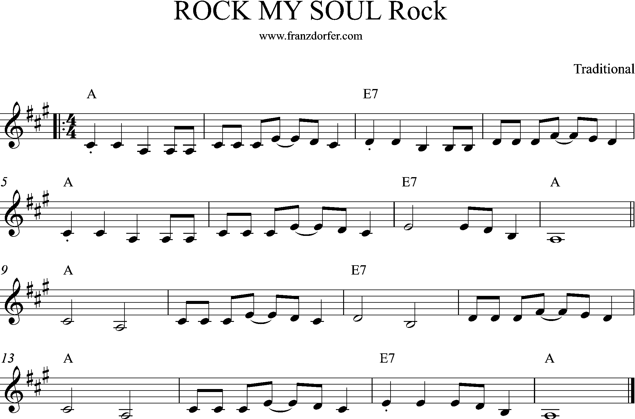 Rock my Soul, A-Dur tief.